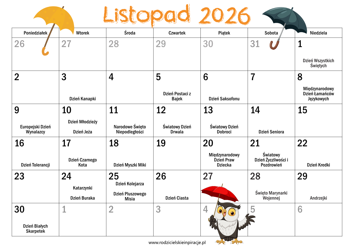 Kalendarz Świąt Nietypowych 2026